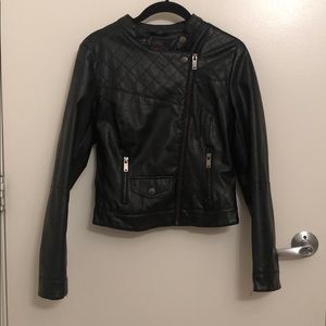 Black faux leather motorcycle jacket size S